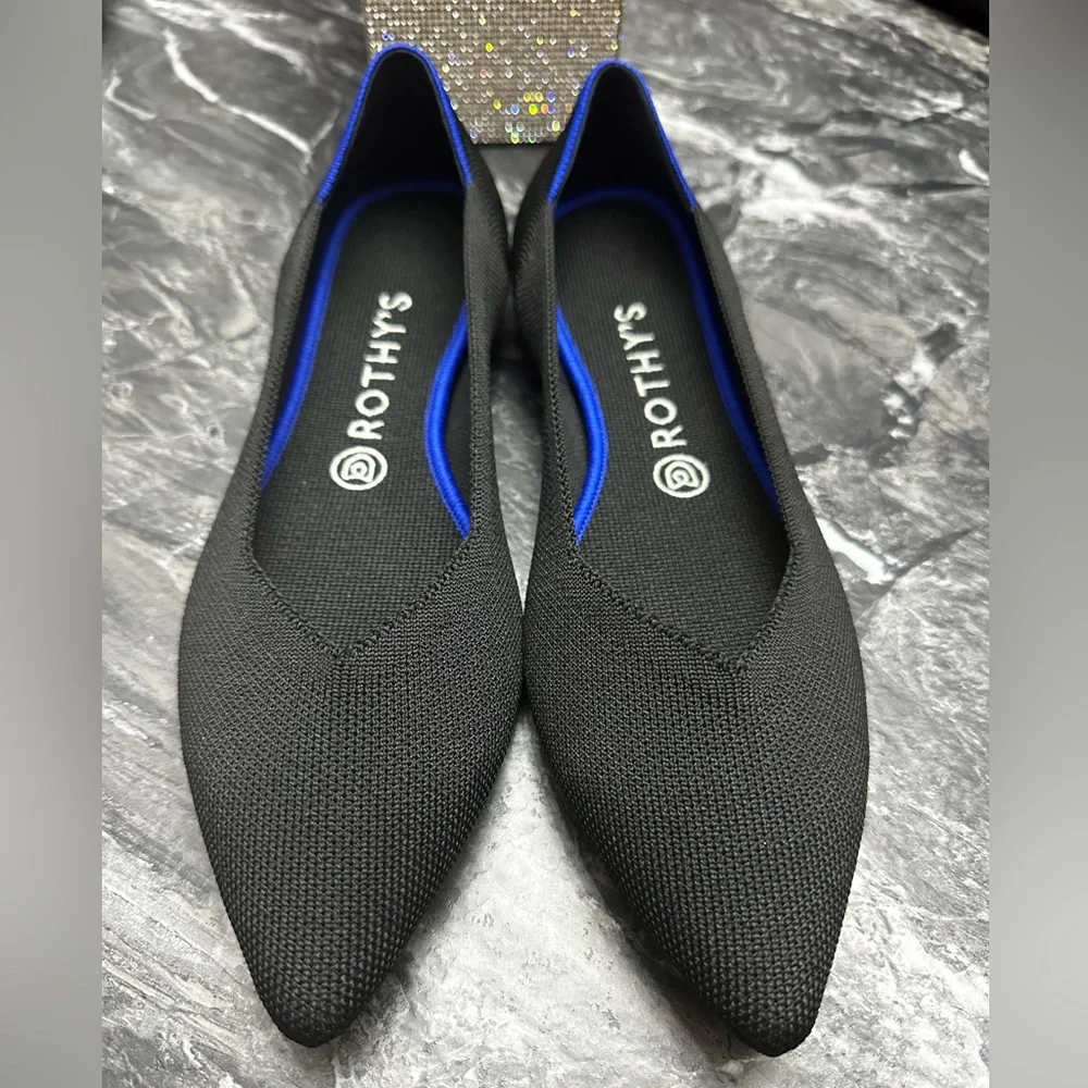 Brand New 🖤 Rothy’s The Point Classic Black Solid - Size 9.5 - Picture 5 of 13